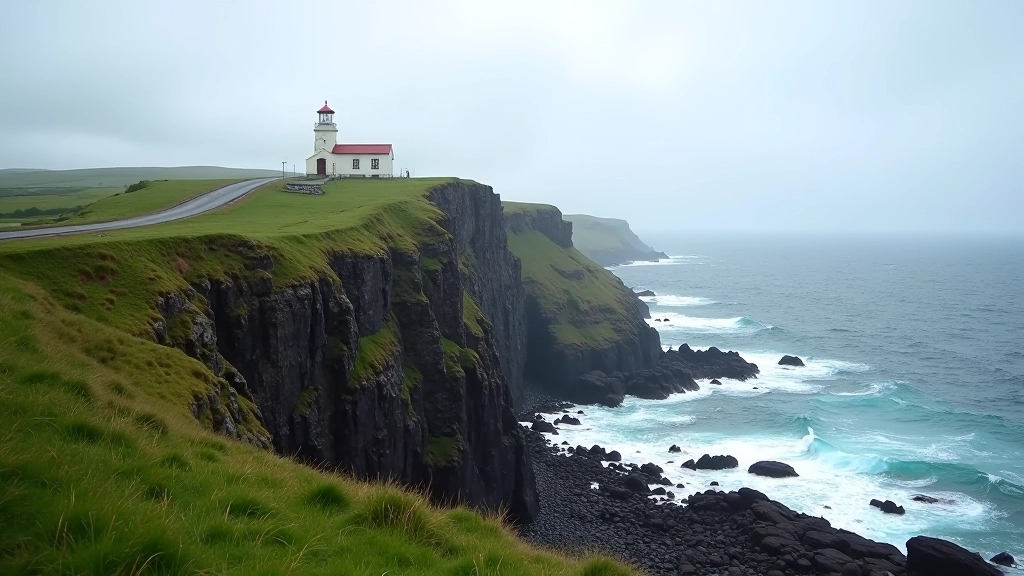 Mizen Head signal station perched on rocky promontory with crashing waves and coastal cliffs visible in background