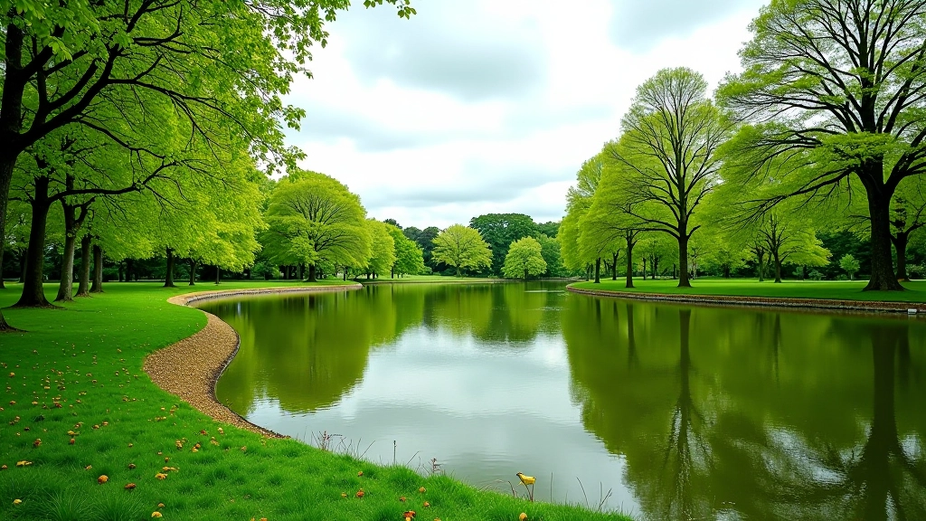 Phoenix Park Dublin with lake and green spaces surrounded by trees