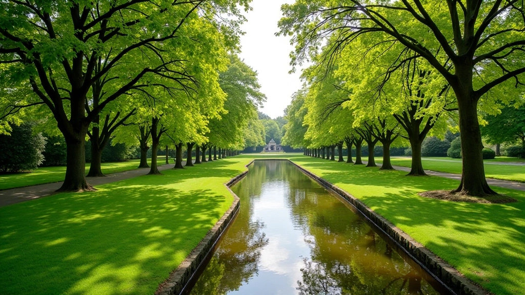 Phoenix Park in Dublin with tree-lined pathways and water features