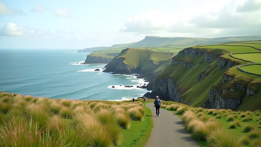 Wild Atlantic Way coastal cliff paths and beach routes along Irish western coast
